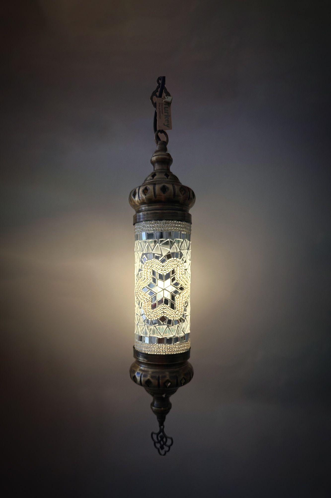 Lámpara turca colgante cilíndrica S Blanca-1