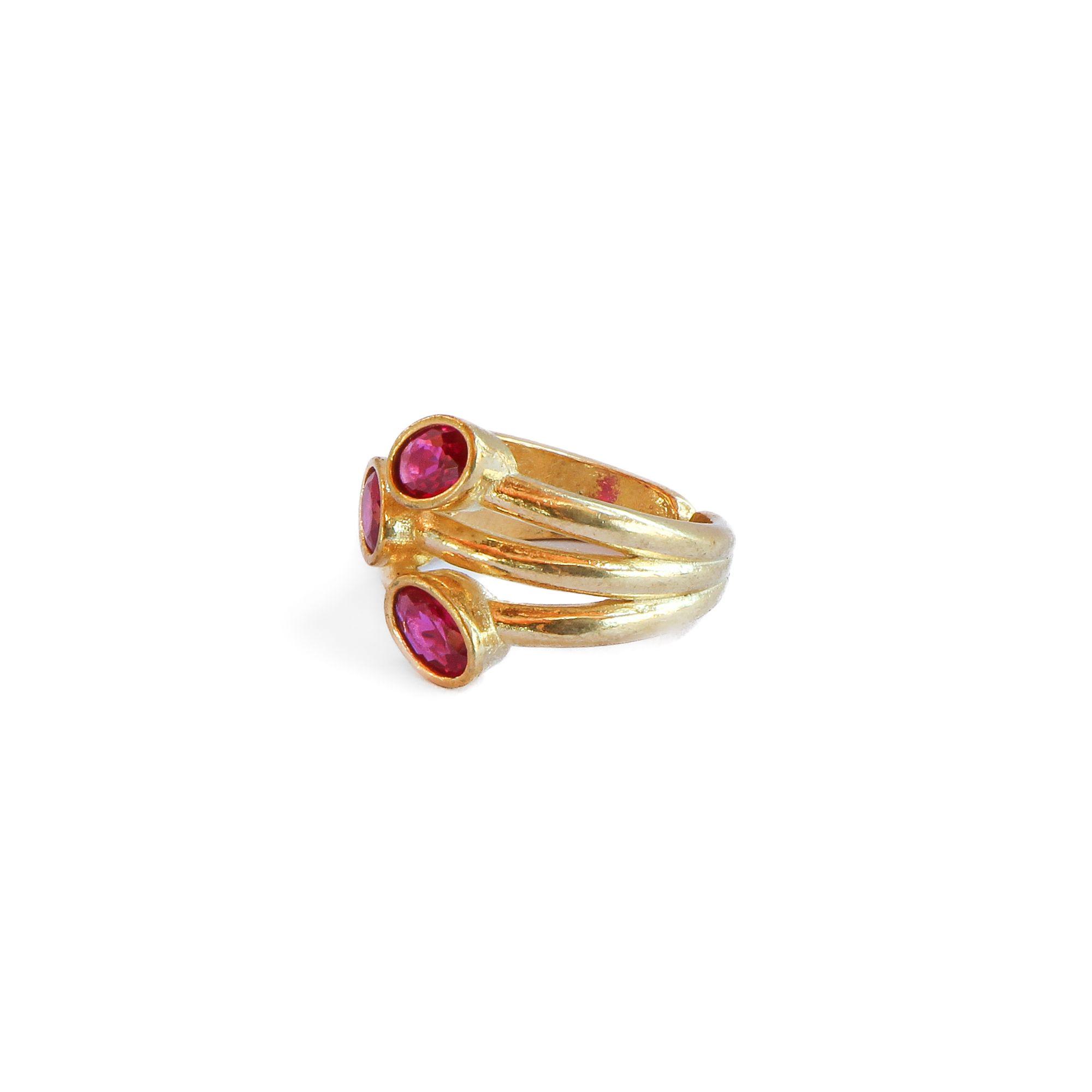 Anillo ajustable Elara Fucsia - Baño de oro 22 k-2