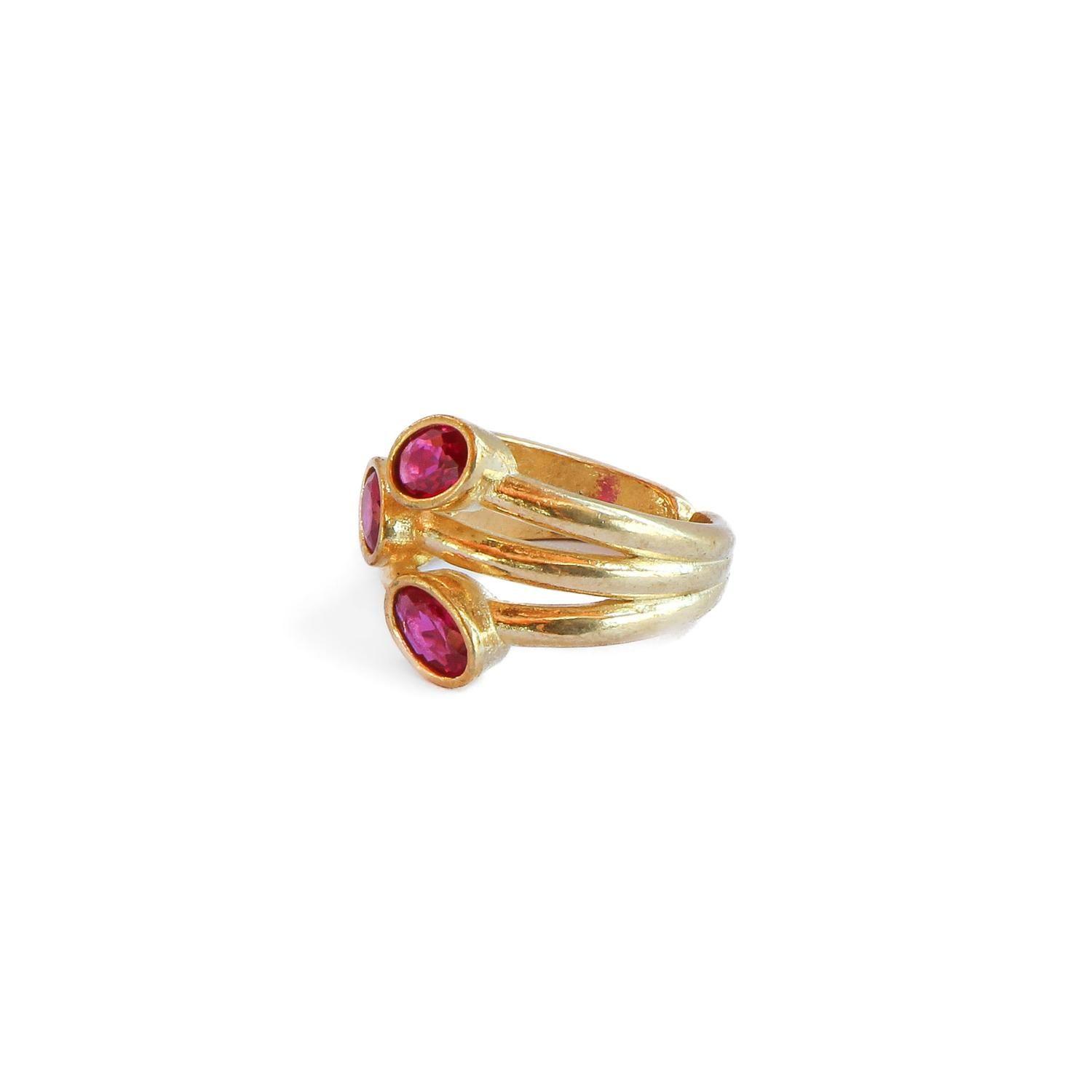 Anillo ajustable Elara Fucsia - Baño de oro 22 k-2