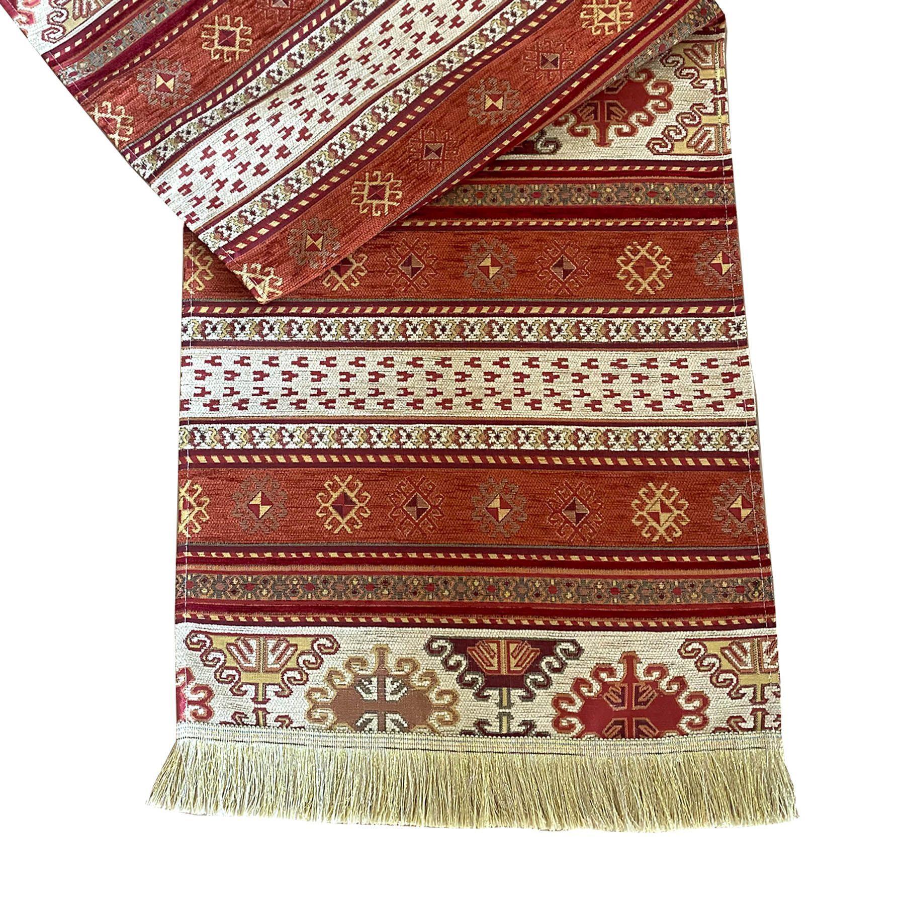 Camino de mesa 1 m Anatolia beige y terracota-0