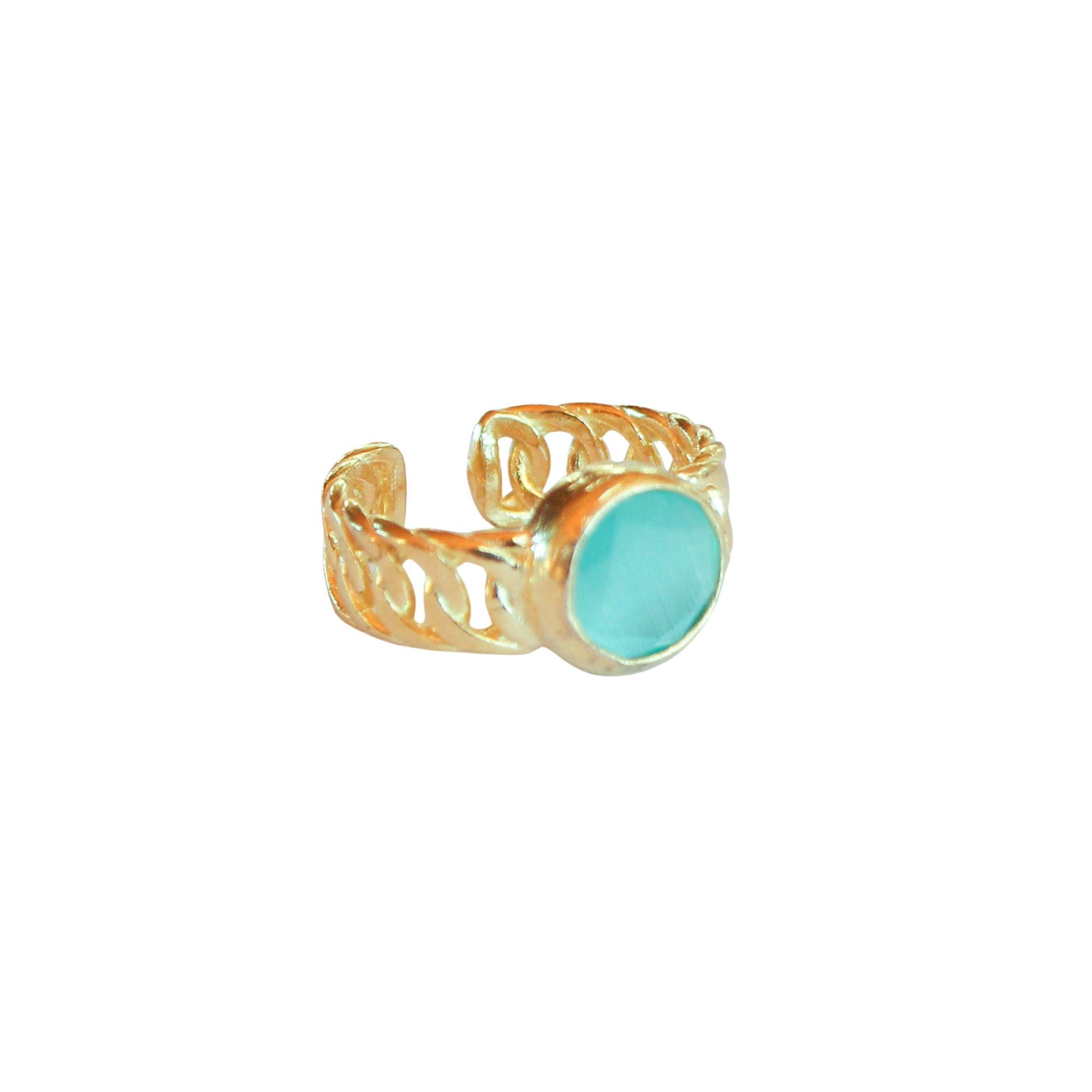 Anillo ajustable Zina Turquesa - Baño de oro 22 k-2