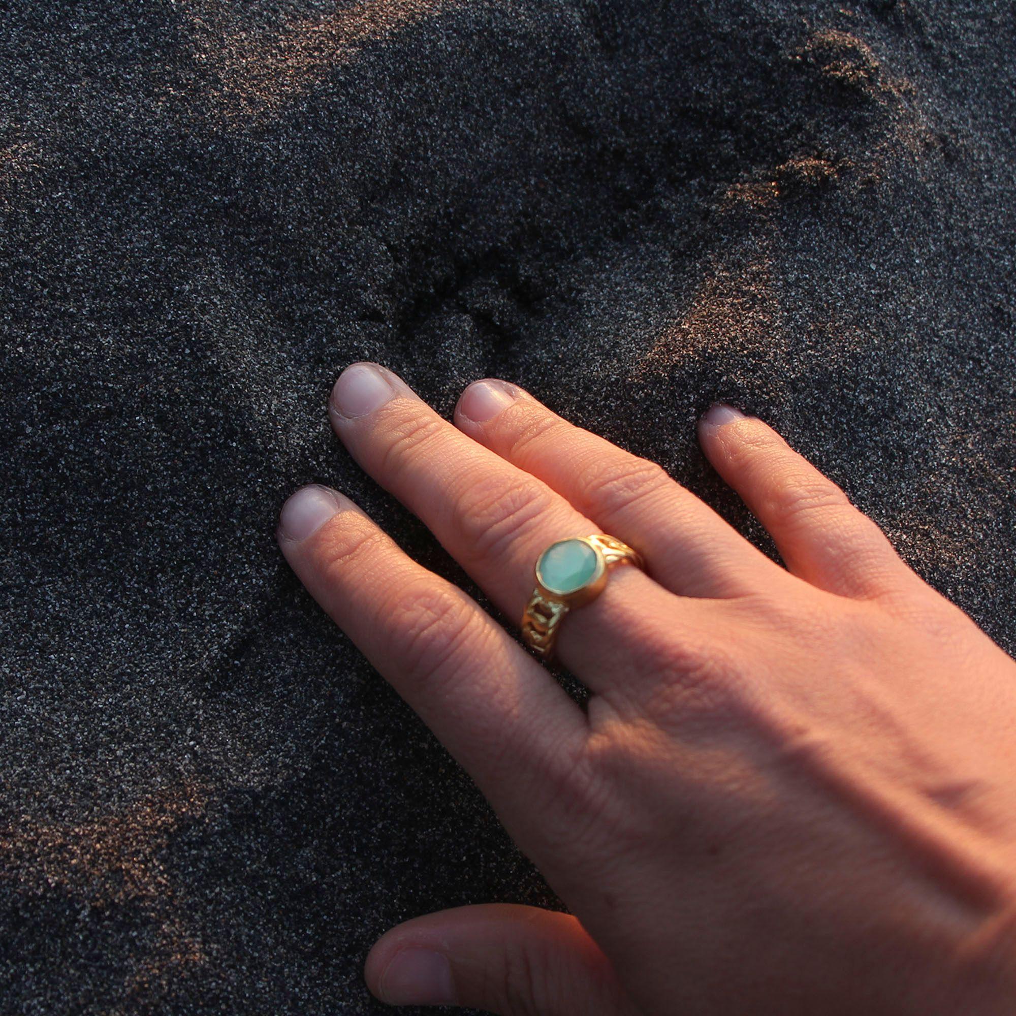 Anillo ajustable Zina Turquesa - Baño de oro 22 k-3