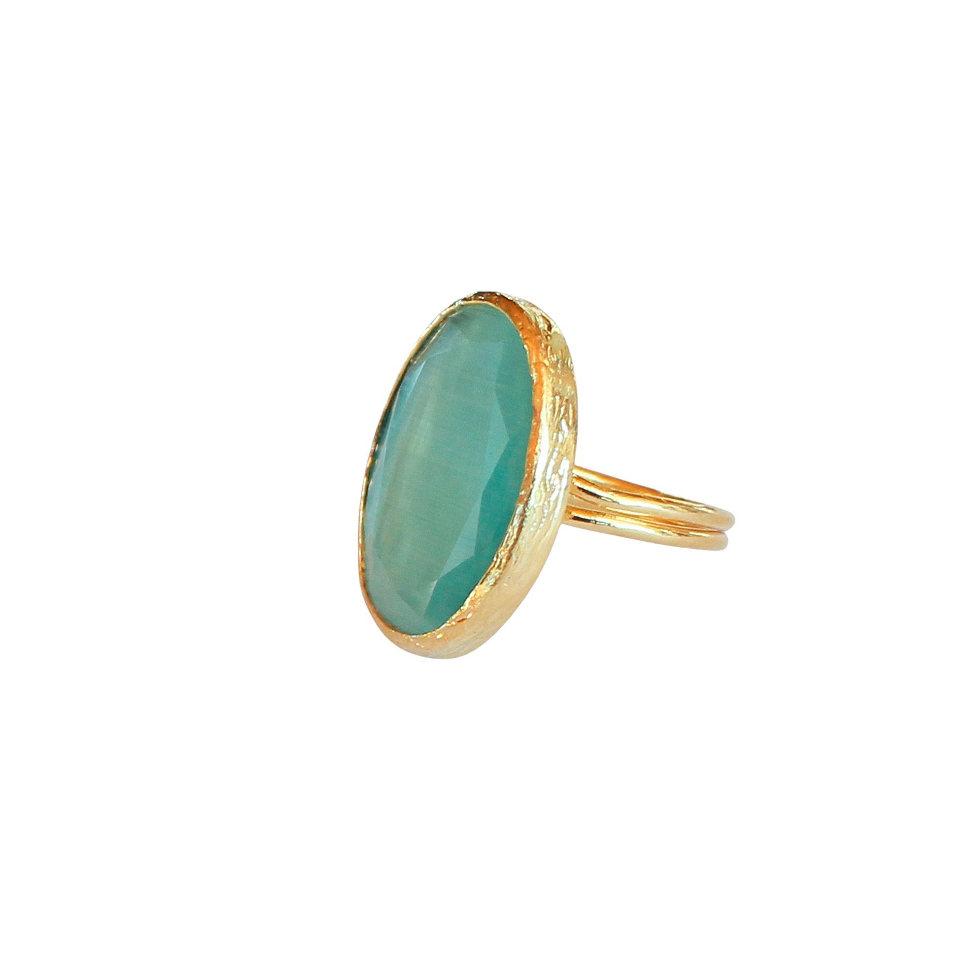 Anillo ajustable Deniz Verdeagua - Baño de oro 22 k-2
