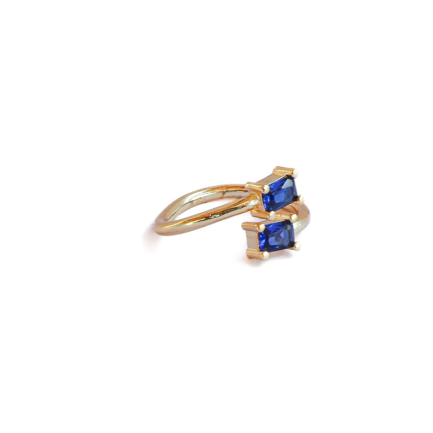 Anillo ajustable Zila azul - Baño de oro 22 k-1