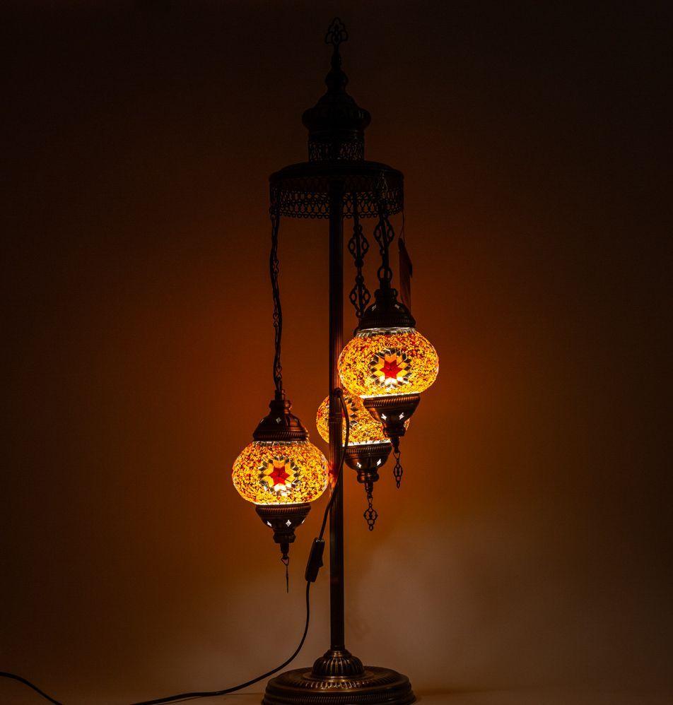 Lámpara turca de pie de 3 esferas S naranjas-1