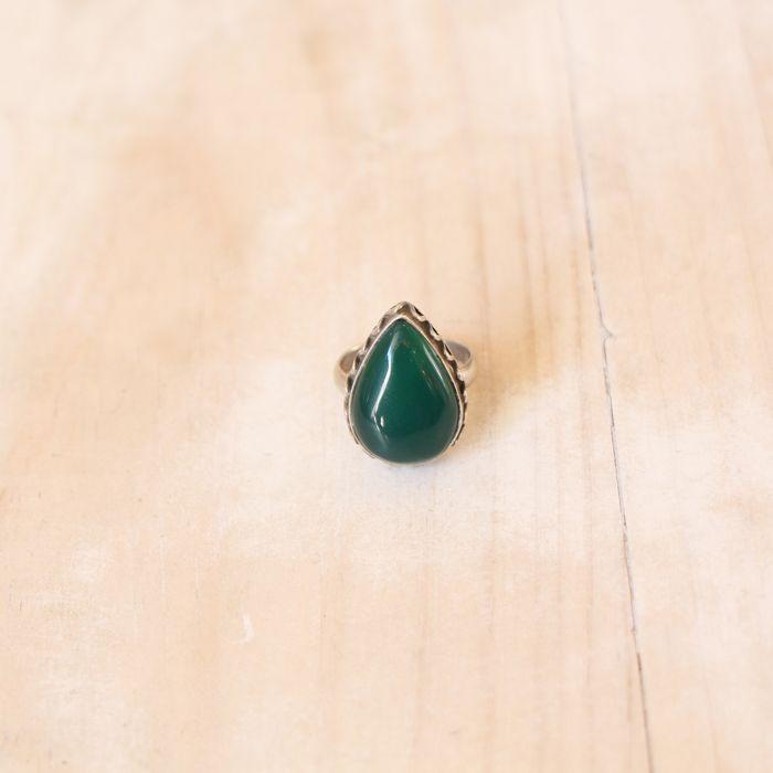Anillo de plata y ágata verde.-0