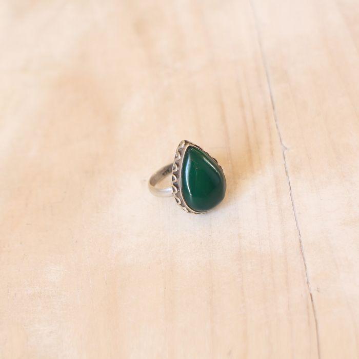 Anillo de plata y ágata verde.-1