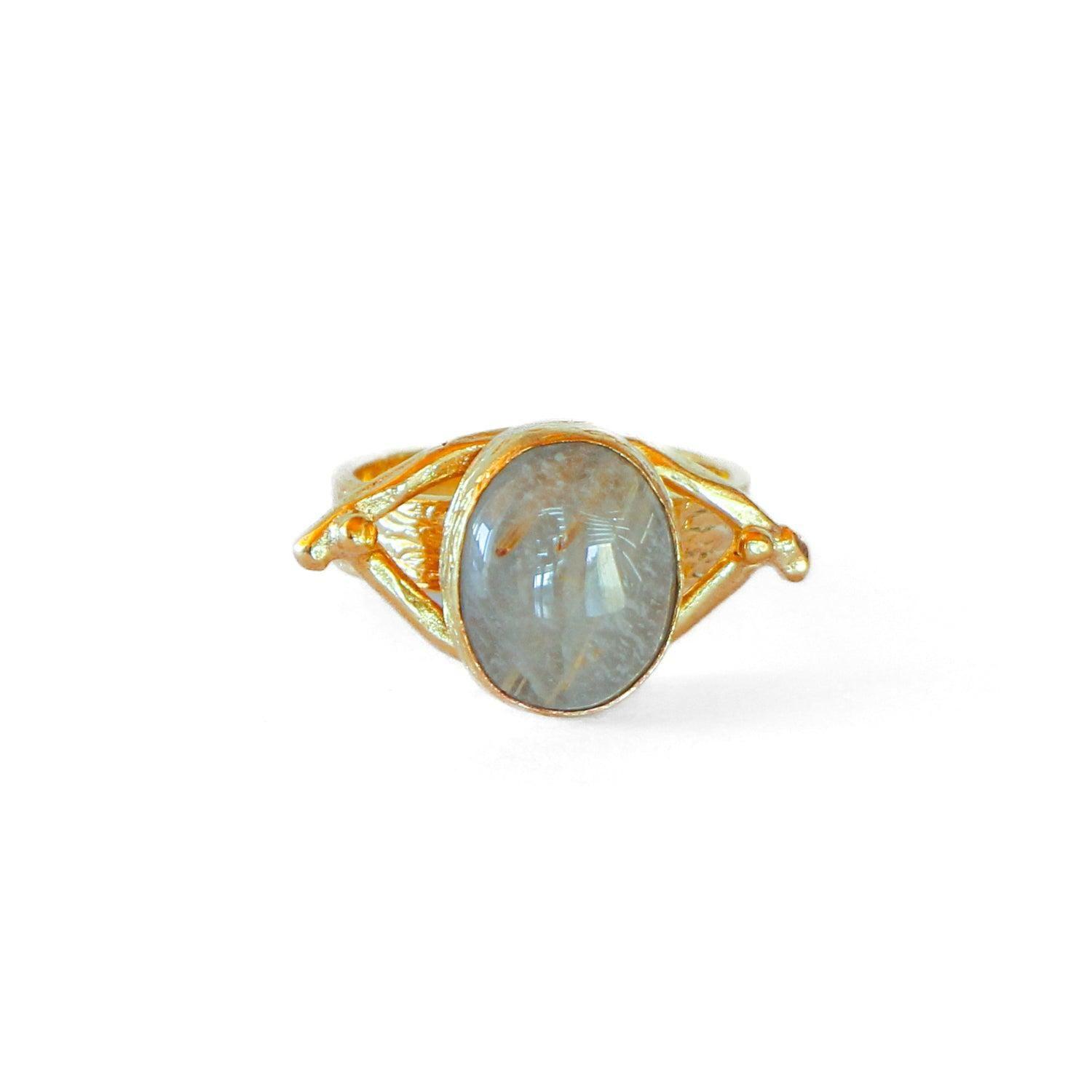 Anillo ajustable Troya cuarzo rutilado-0