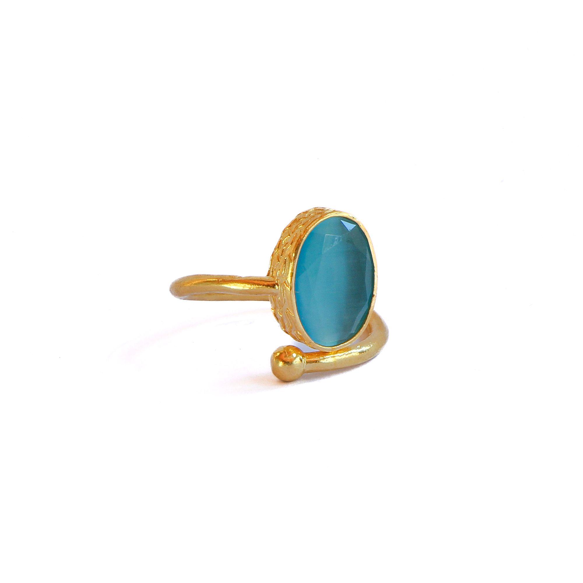 Anillo ajustable Brisa turquesa - Baño de oro 22 k-2