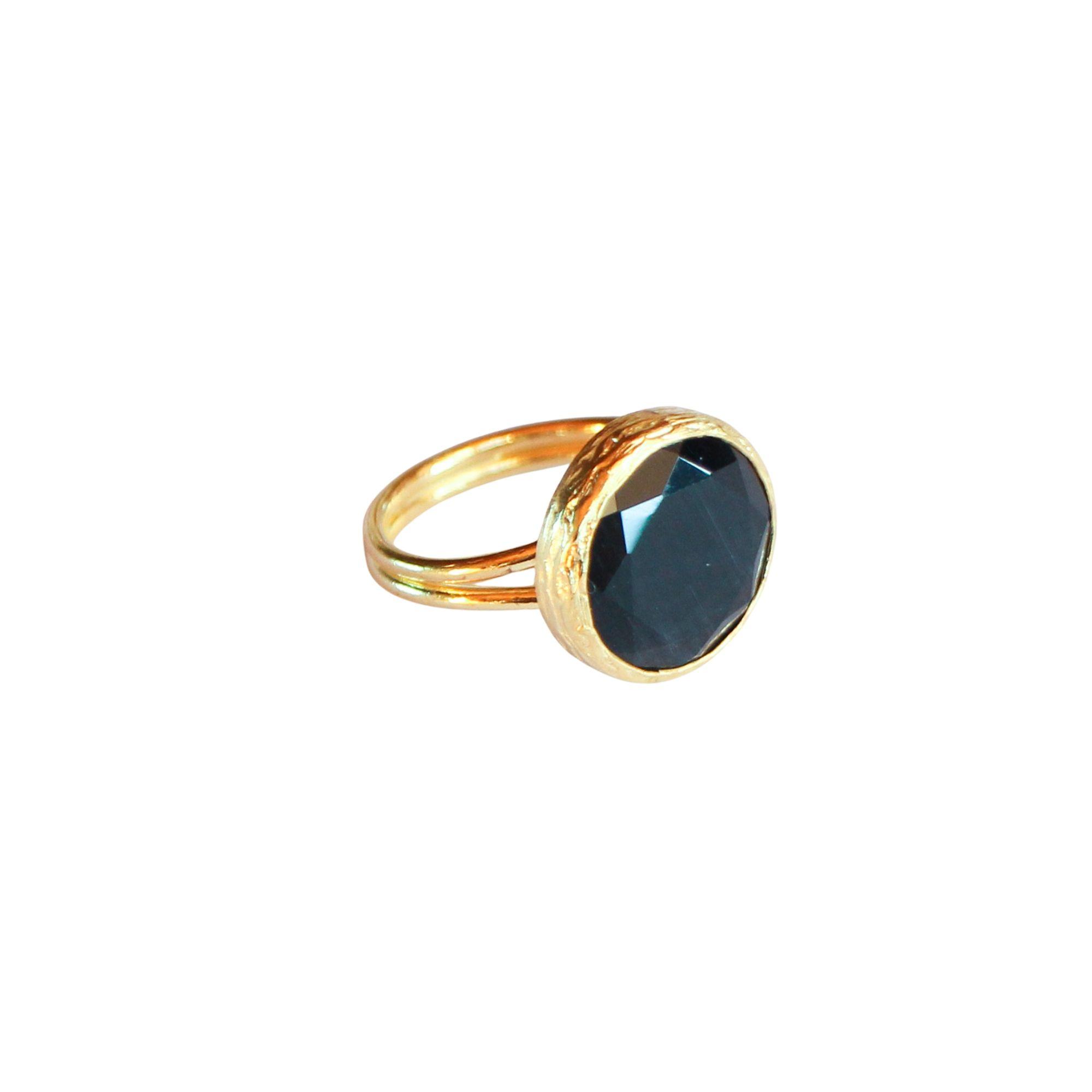 Anillo ajustable Bruma Negro 2 - Baño de oro 22 k-1