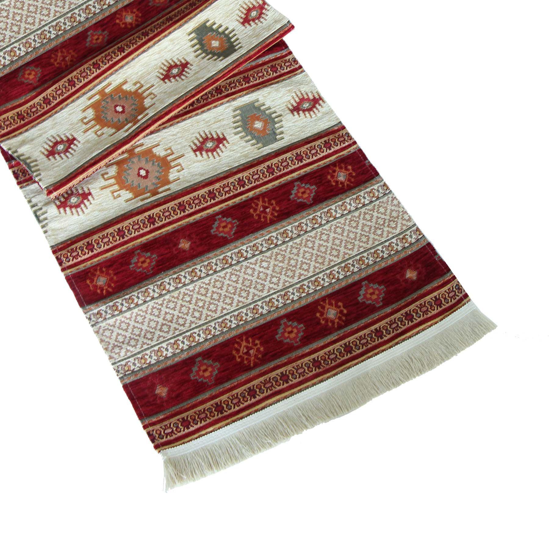 Camino de mesa 2 m kilim rojo y beige-0