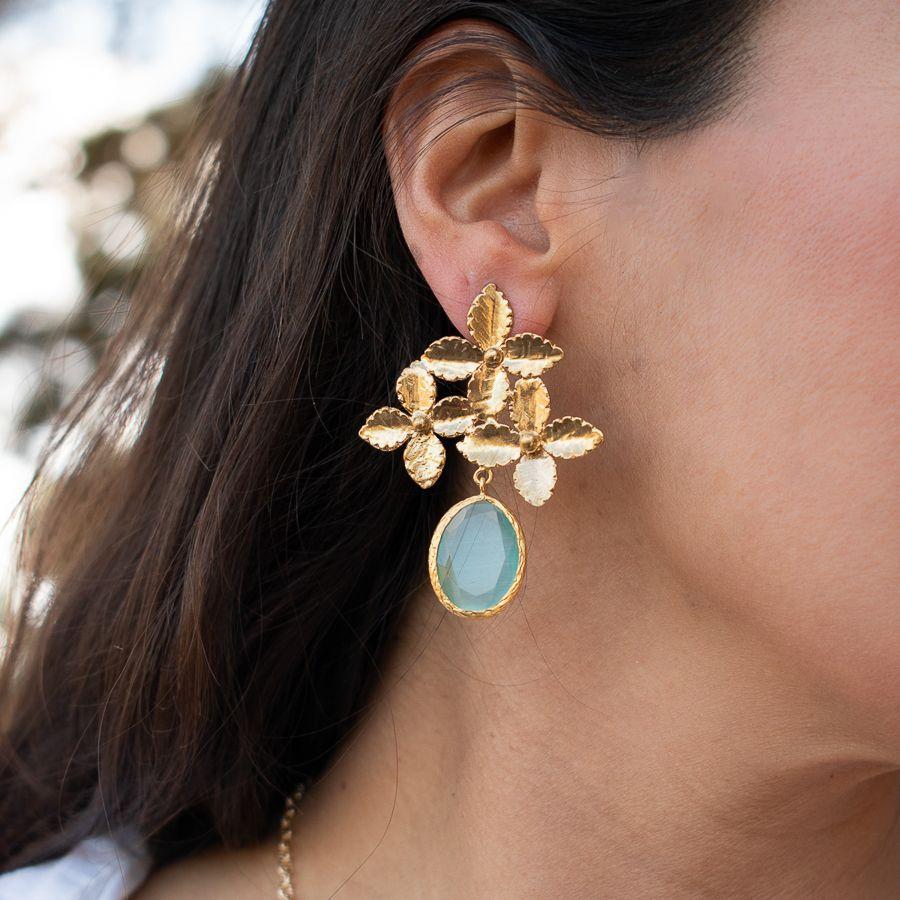 Aros Margarita - Baño de oro 22k- Hechos a mano en Turquía-0