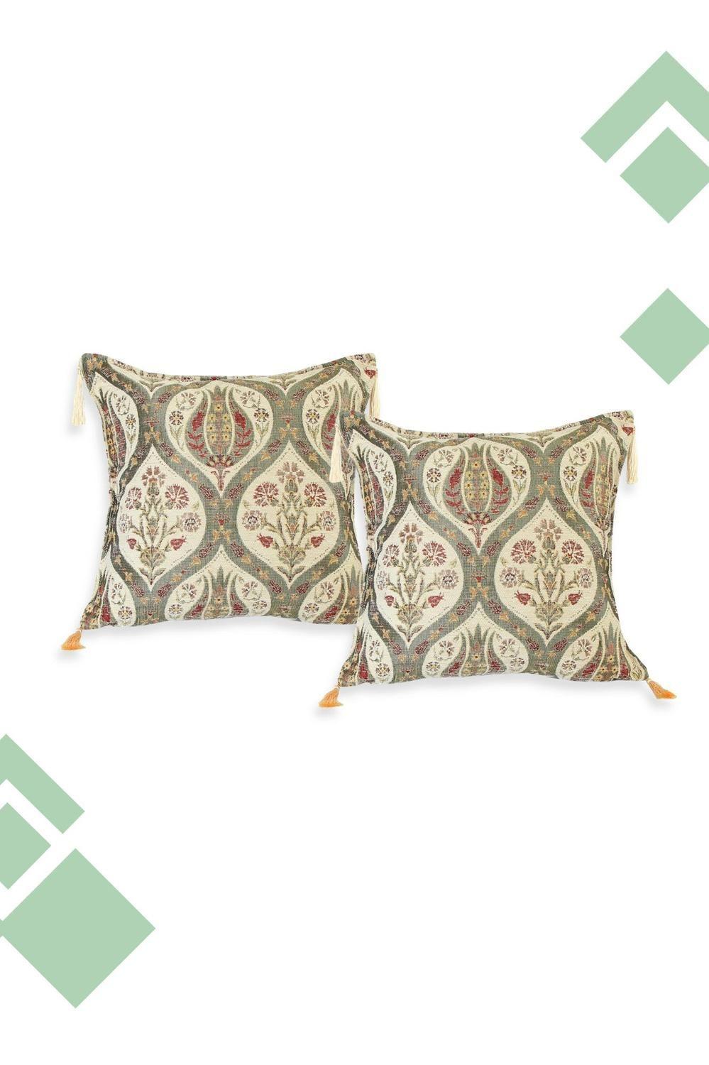 Dúo de Cojines Tulipanes Beige 44x44 cms-1