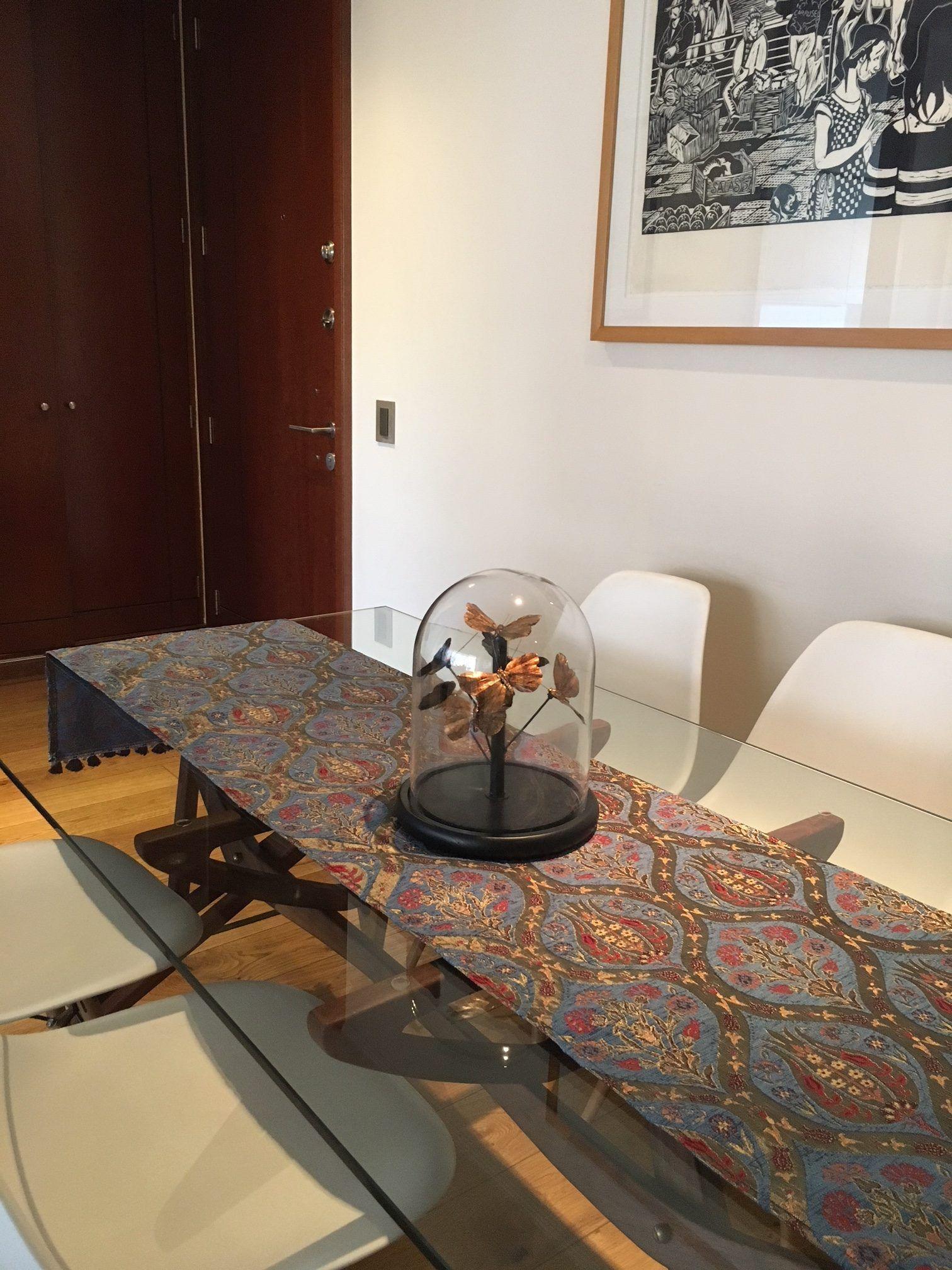 Camino de mesa 1 m tulipanes azul oscuro-1