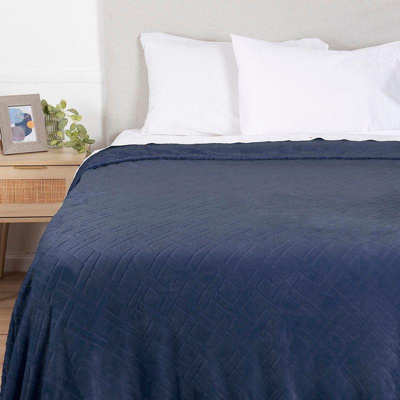 FrazadaFlannel Embossed King Azul-0