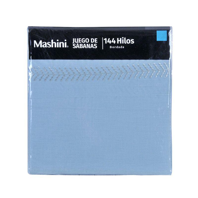 Sábana Bordada 144 Hilos 1.5 P Puntos Celeste-2