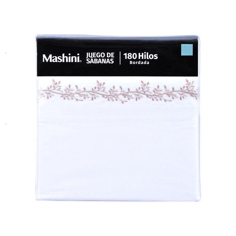 Sábana Bordada 180 Hilos 2 P Ramas Beige-2