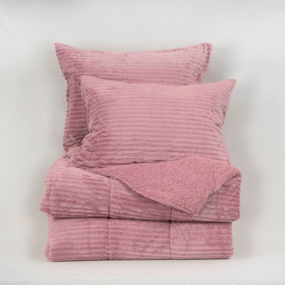 Plumon Corduroy Coral Sherpa Super King Rosado Mashini-1