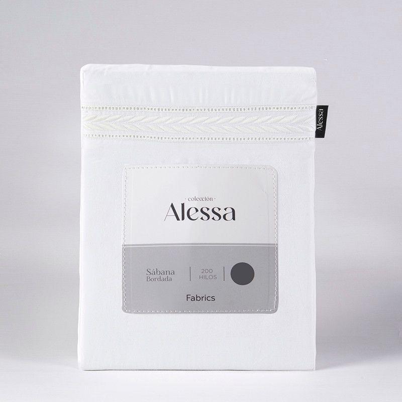 Sabana bordada 200H Espiga 2 PL Blanco-2