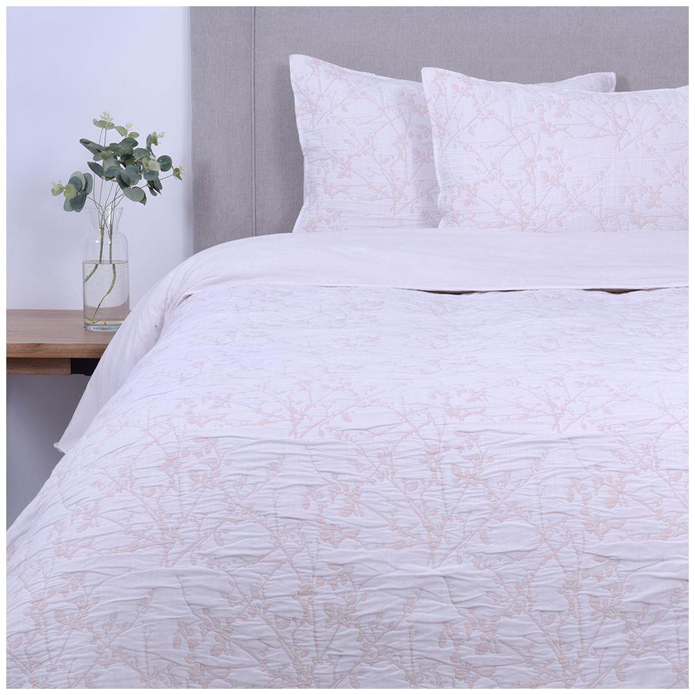 Funda plumon jacquard King branches rosado Fabrics-0
