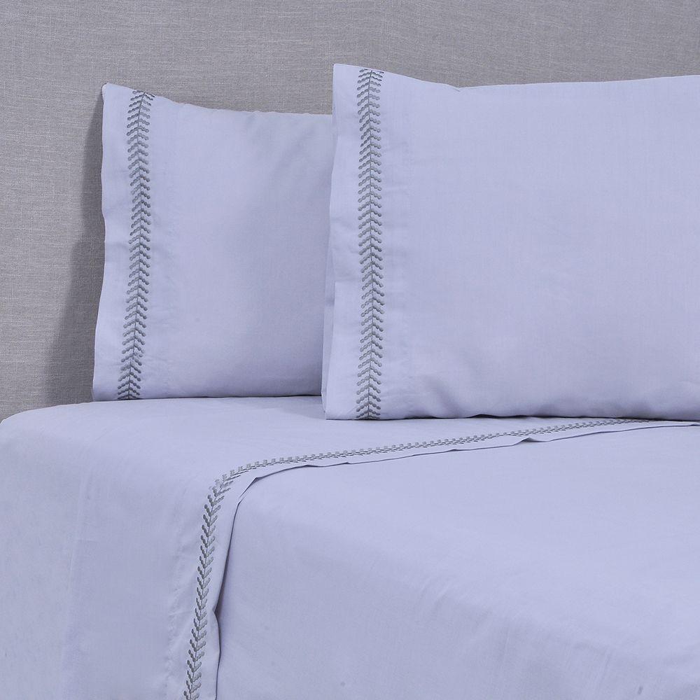 Sábana Bordada 144 Hilos 2 P Puntos Gris-0