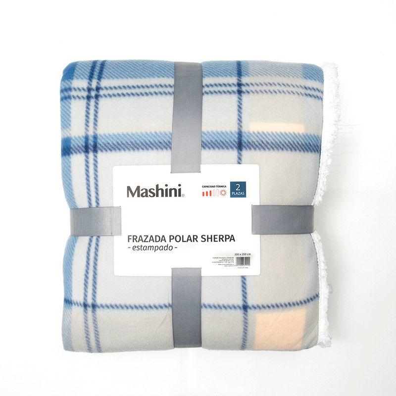 Frazada Polar-Sherpa Est. 1.5 P Tartan Azul-2