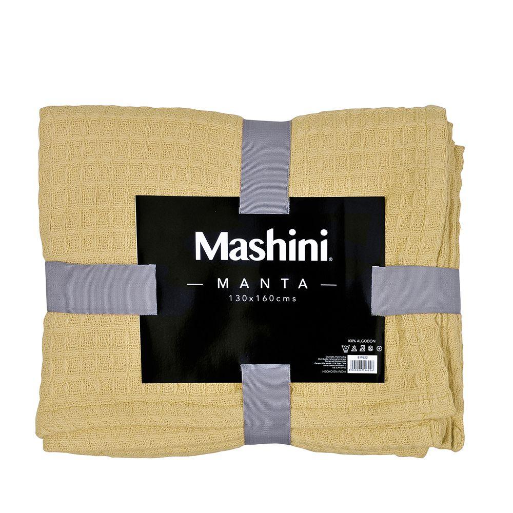 Manta Algodon Waffle 130x160 cm Mostaza Mashini-2