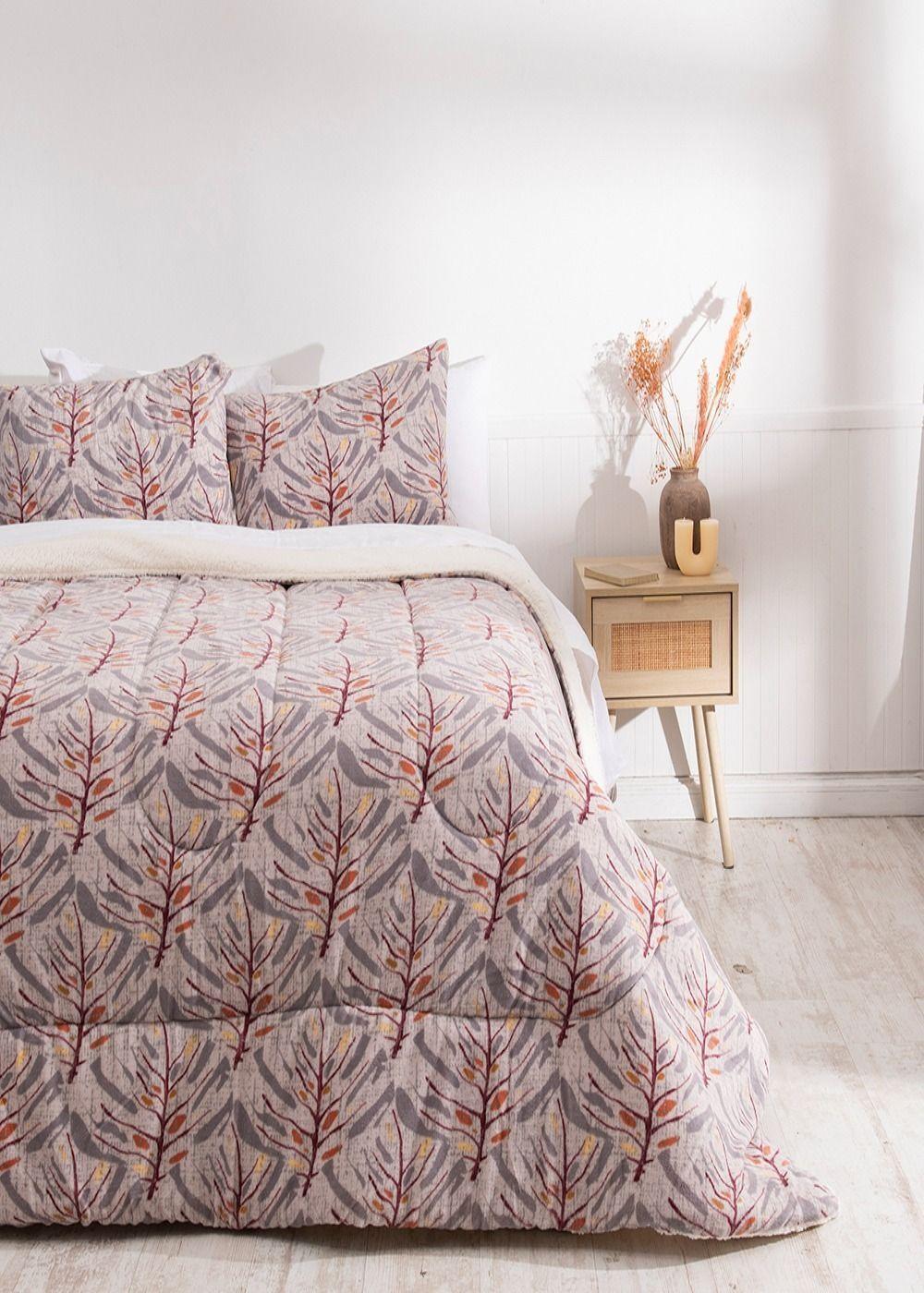 Plumon Coral print Sherpa King Monstera-0