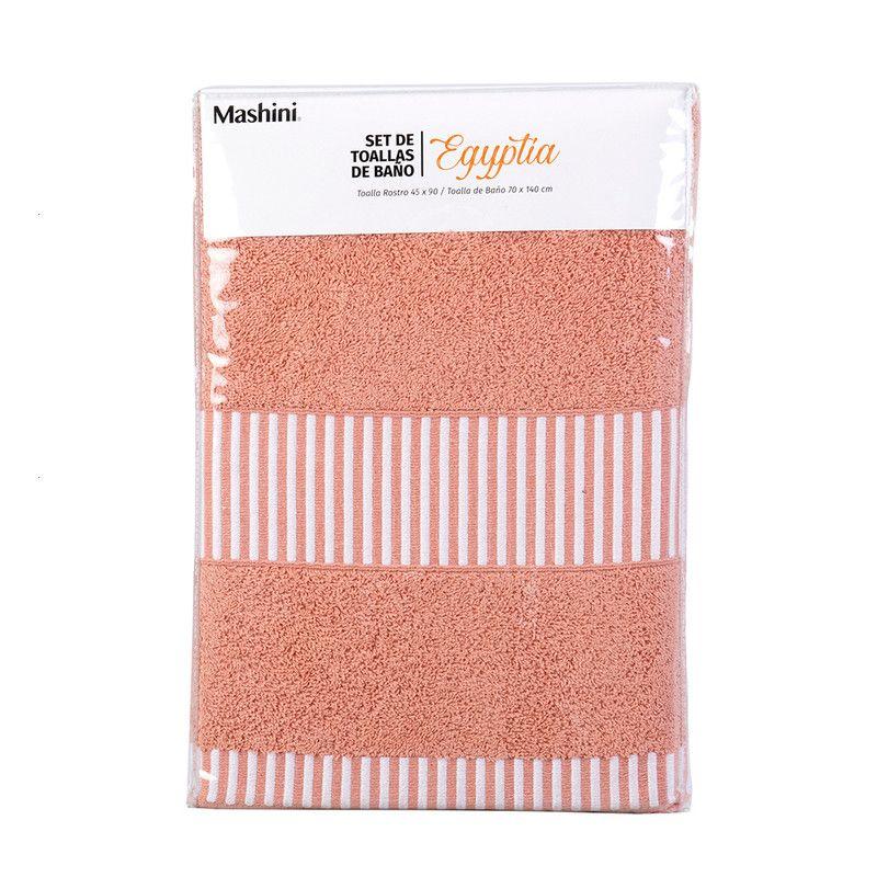 Set 2 Piezas Egyptia 460 grs 45x90/70x140 Coral-2