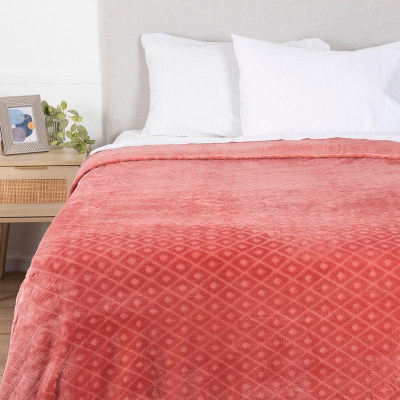 Frazada Coral Embossed King Terracota-0