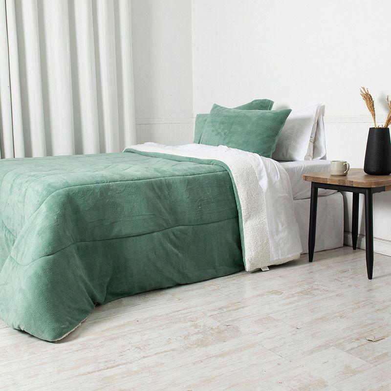 Plumon Coral Sherpa King Verde-1