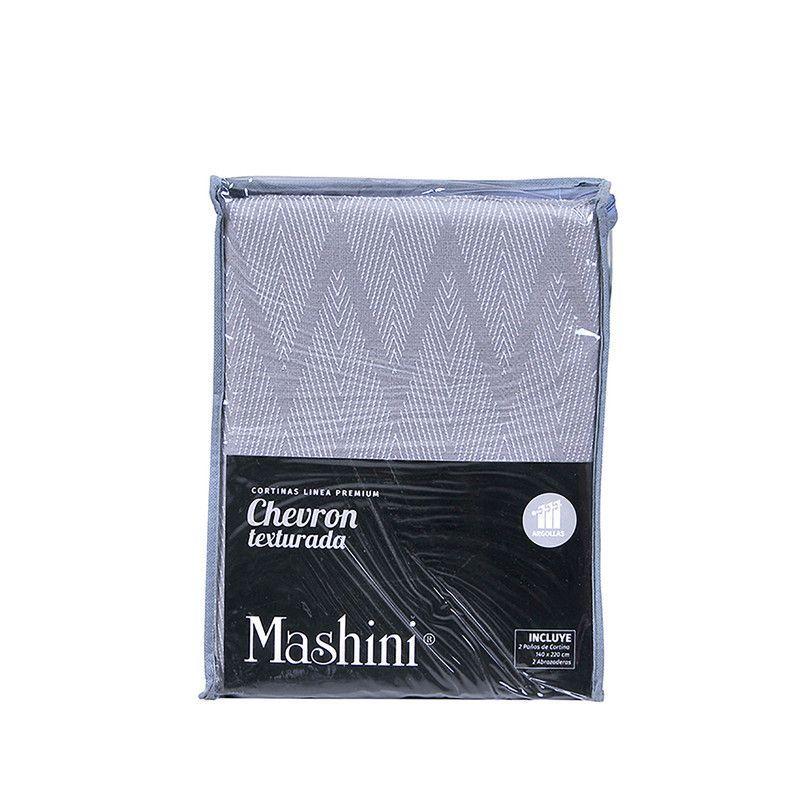 Set Cortinas Jqd Argo. 140x220 Chevron Text. Grey-2