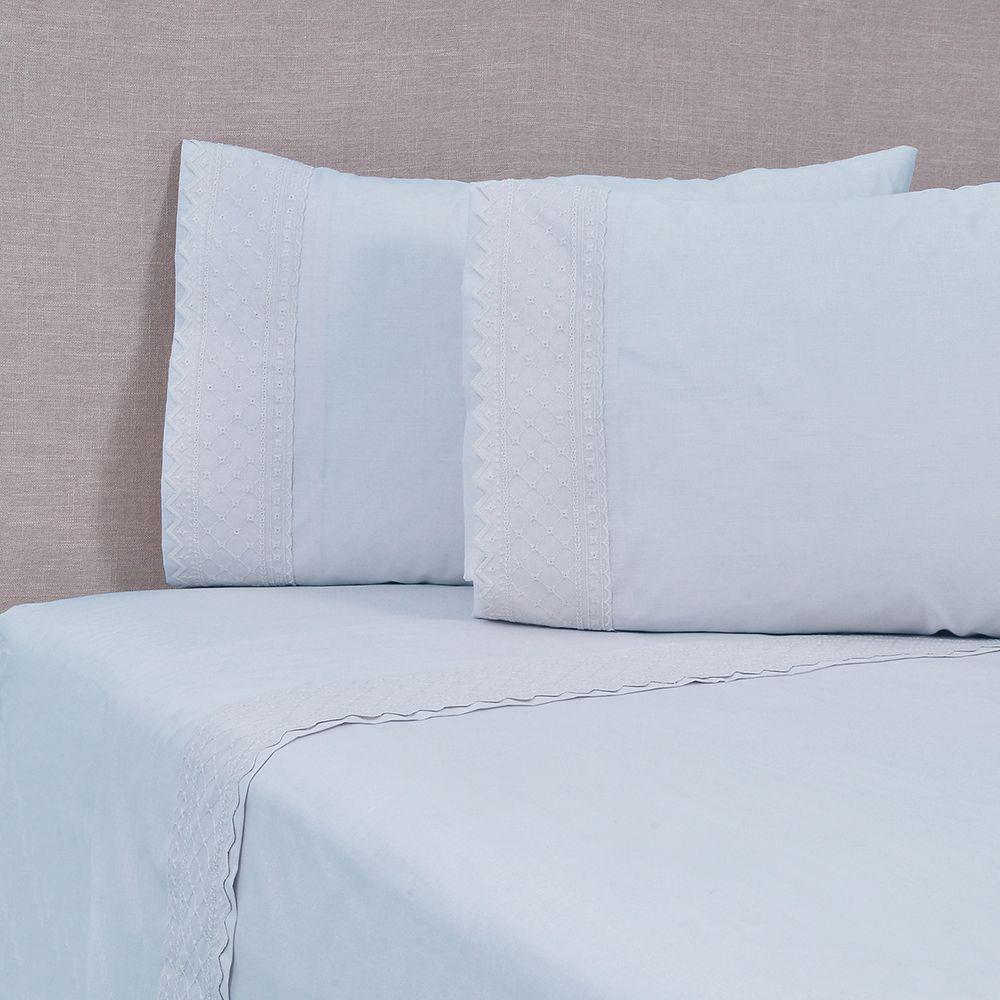 Sabana Broderie Bordada Bricks King Celeste Spa-0