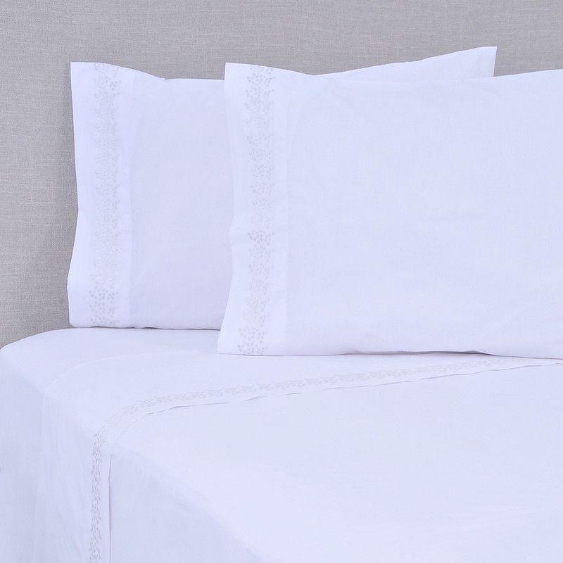 Sábana Bordada 180 Hilos King Puntos Plata-0