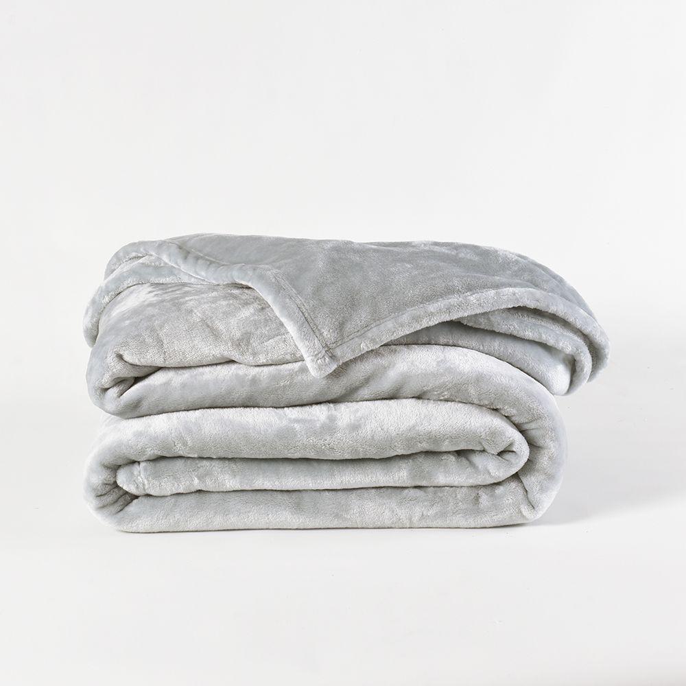 Frazada Flannel basica  S.king gris claro-1