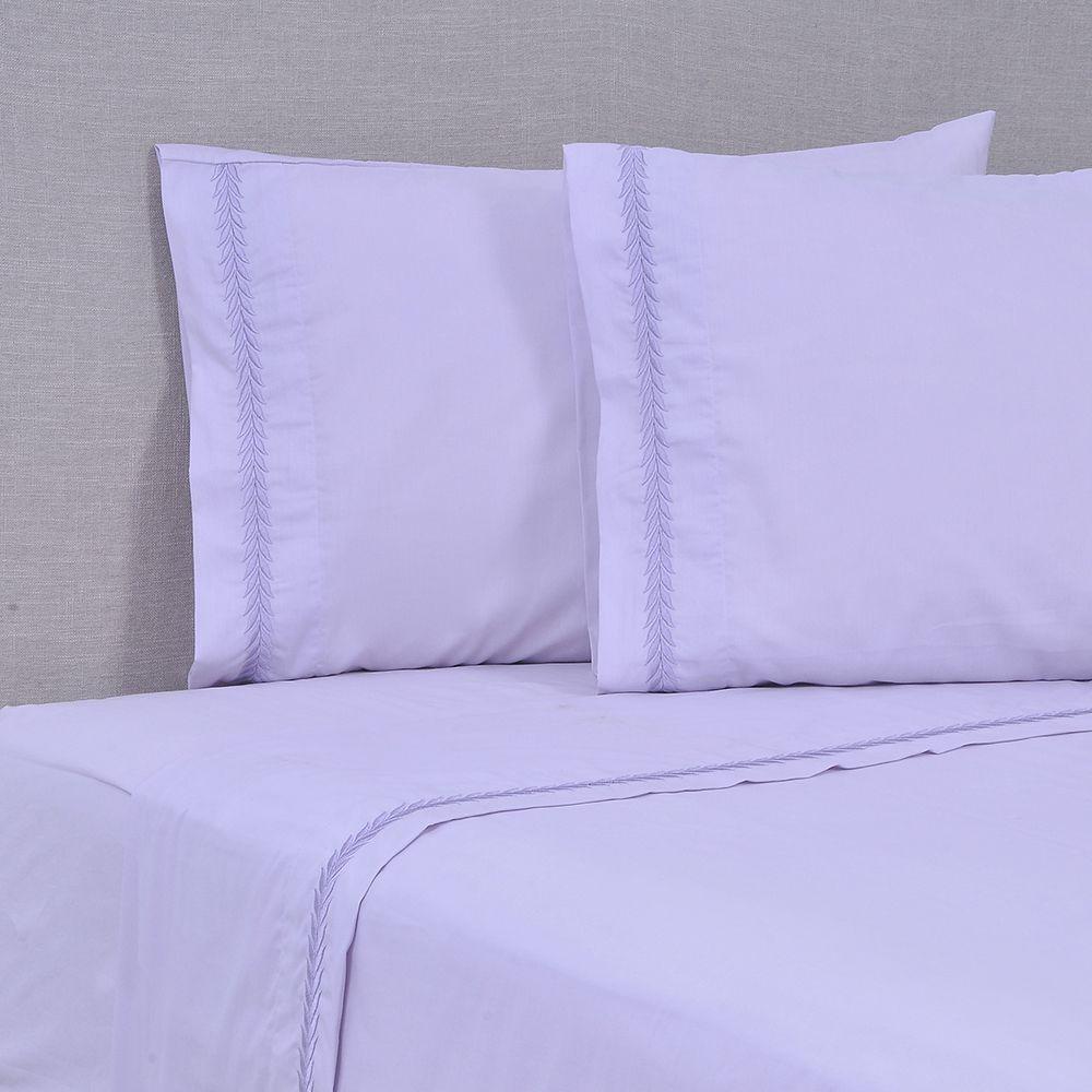 Sábana Bordada 180 Hilos 2 P Ramas Lila-0