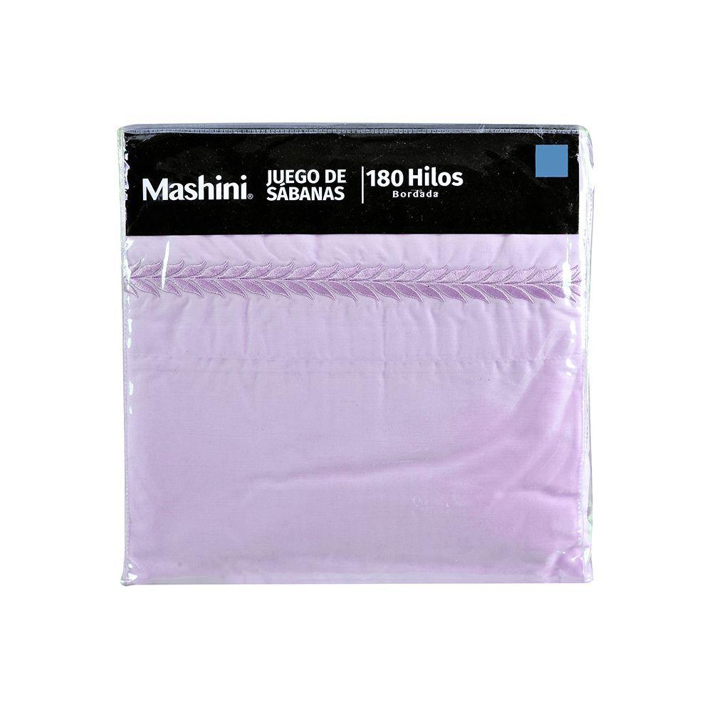 Sábana Bordada 180 Hilos 2 P Ramas Lila-2