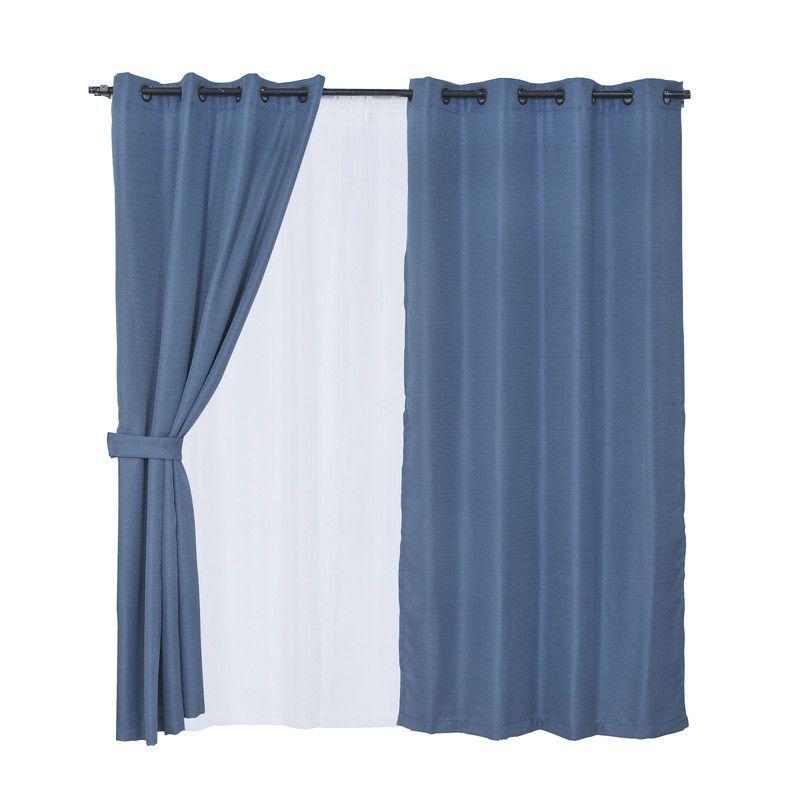 Set Cortina jqd Rustica 8pzas Argolla 140x220 Azul-0
