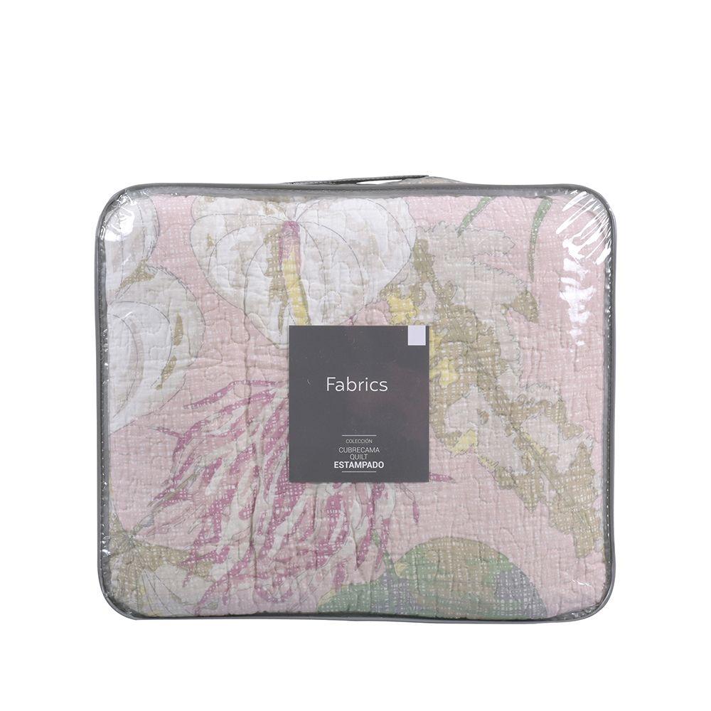 Cubrecama Quilt Est. S.King bouquet boho rosado Fabrics-2