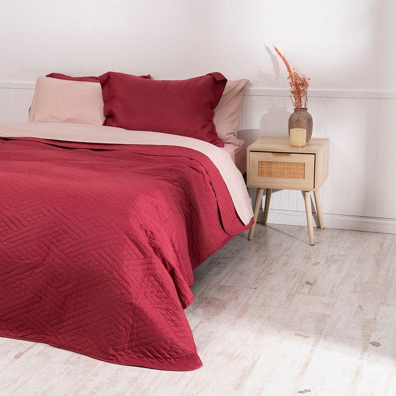 Set Quilt Liso + Sabana Liso King Rojo-2