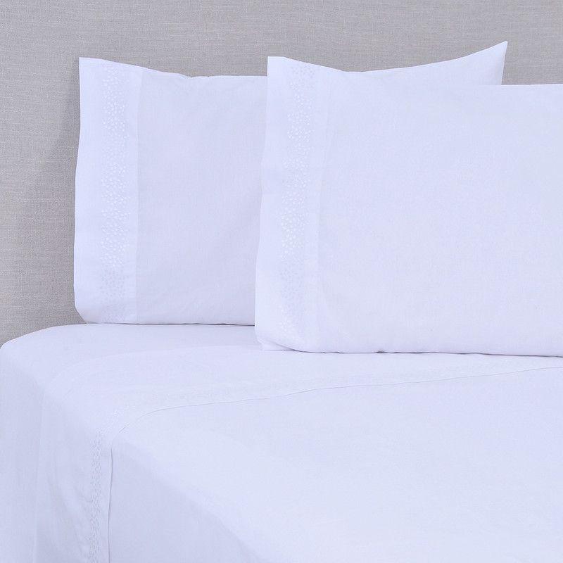 Sábana Bordada 180 Hilos Super king Puntos Blanco-0