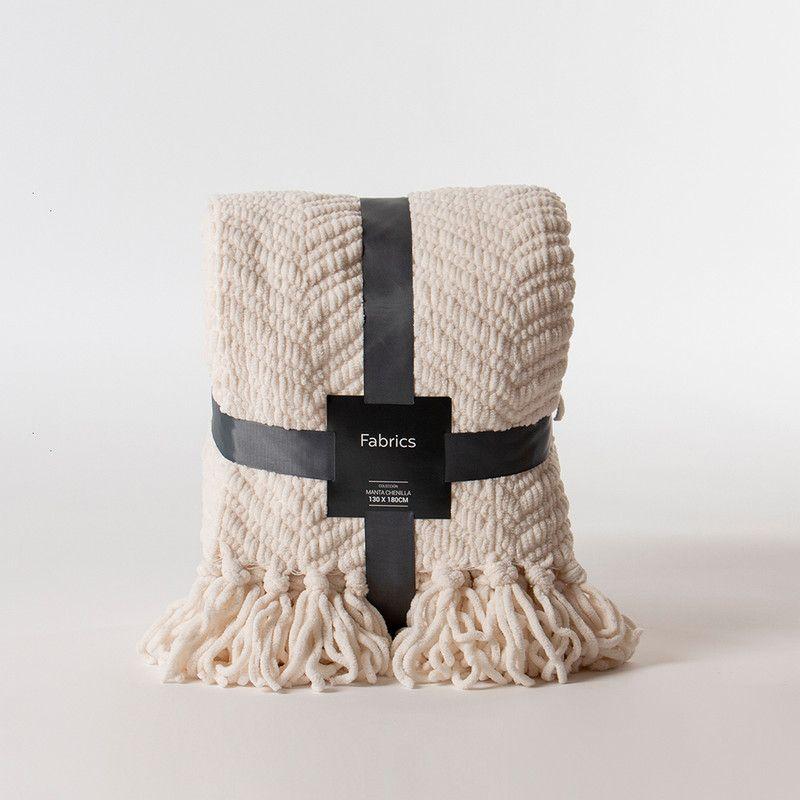 Manta chunky zigzag Crudo 130x180 cms-3