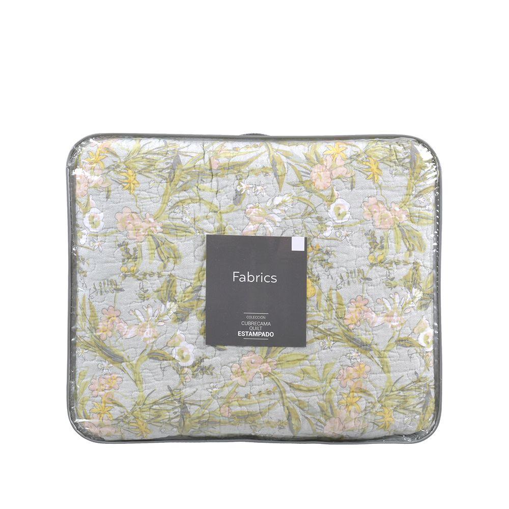 Cubrecama Quilt Est. King flower deluxe beige Fabrics-2