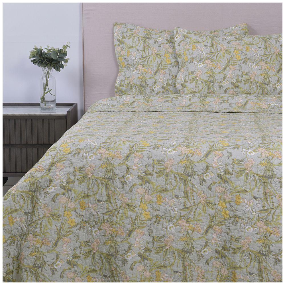 Cubrecama Quilt Est. King flower deluxe beige Fabrics-0