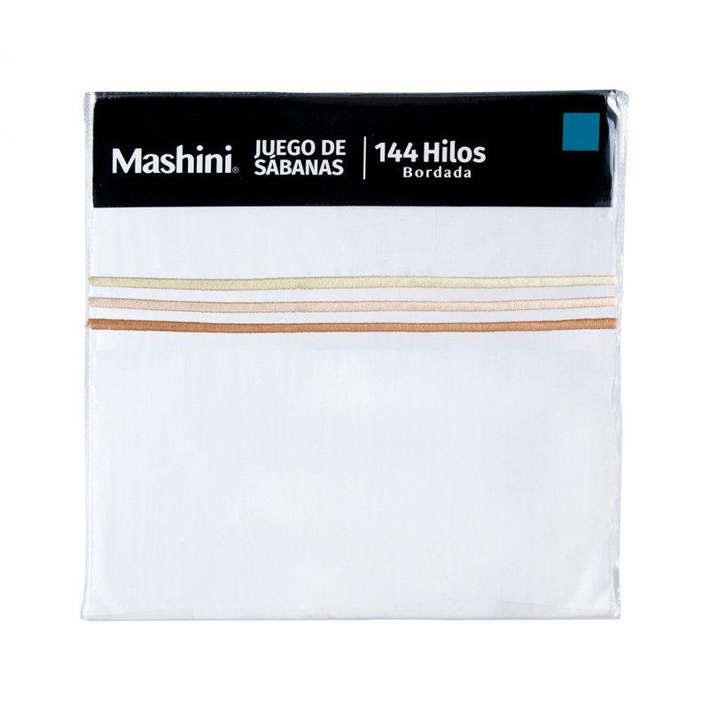 Sábana Bordada 144 Hilos 1.5 P Line Beige-2