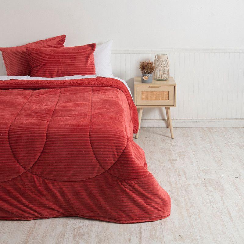 Plumon Corduroy Coral Sherpa Super King Rojo-0
