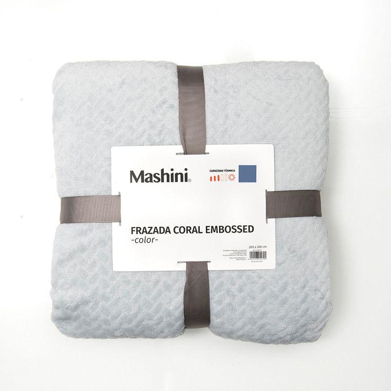 Frazada Coral Embossed 2 P Gris N-2