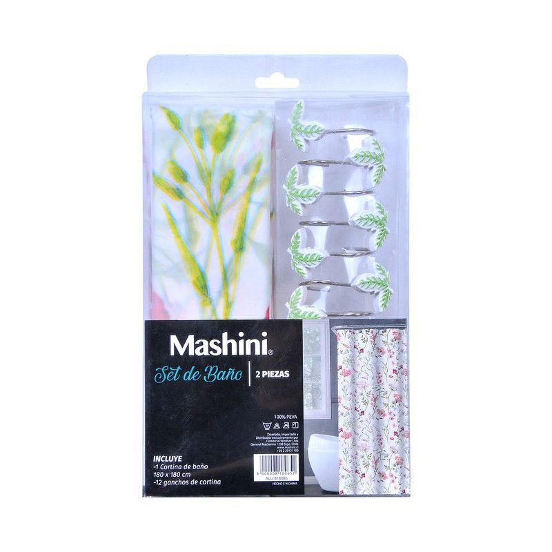 Set Cortina 2 Pzas  Flores Rojo-2