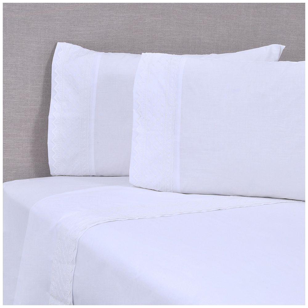 Sabana Broderie Bordada Bricks King Blanco-0