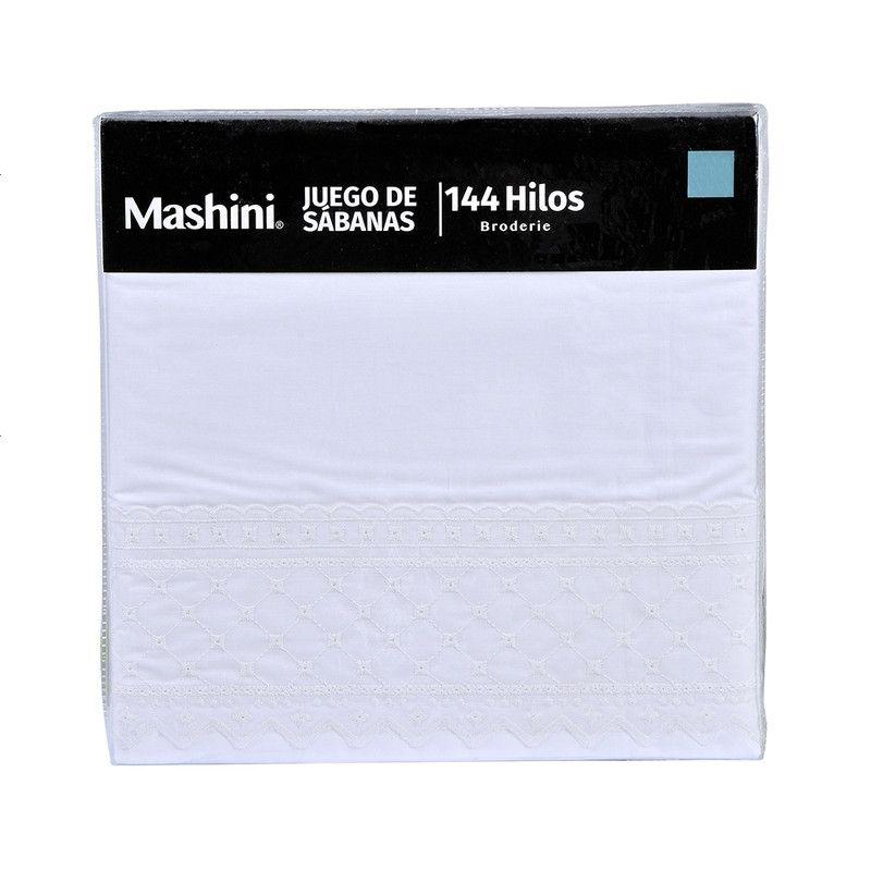 Sabana Broderie Bordada Bricks King Blanco-2